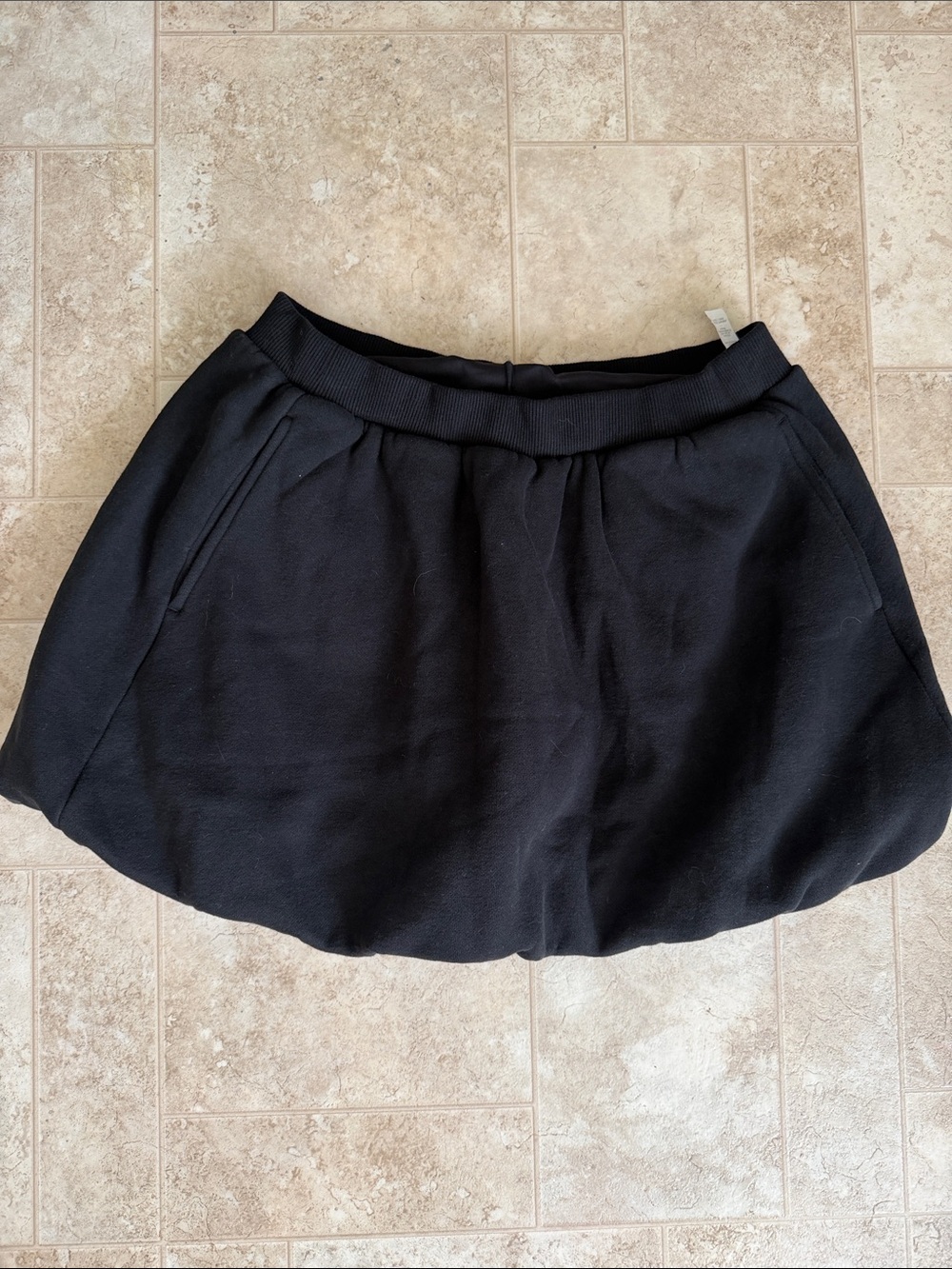 Women's Black Mini Bubble Skort with Elastic Waist